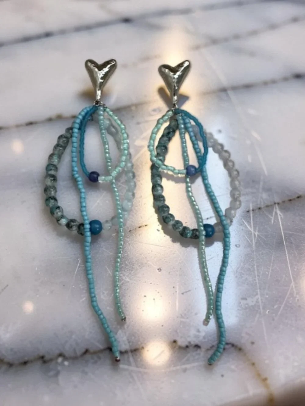 Free People Reese Dangle Earrings in Mixed Sky Blue